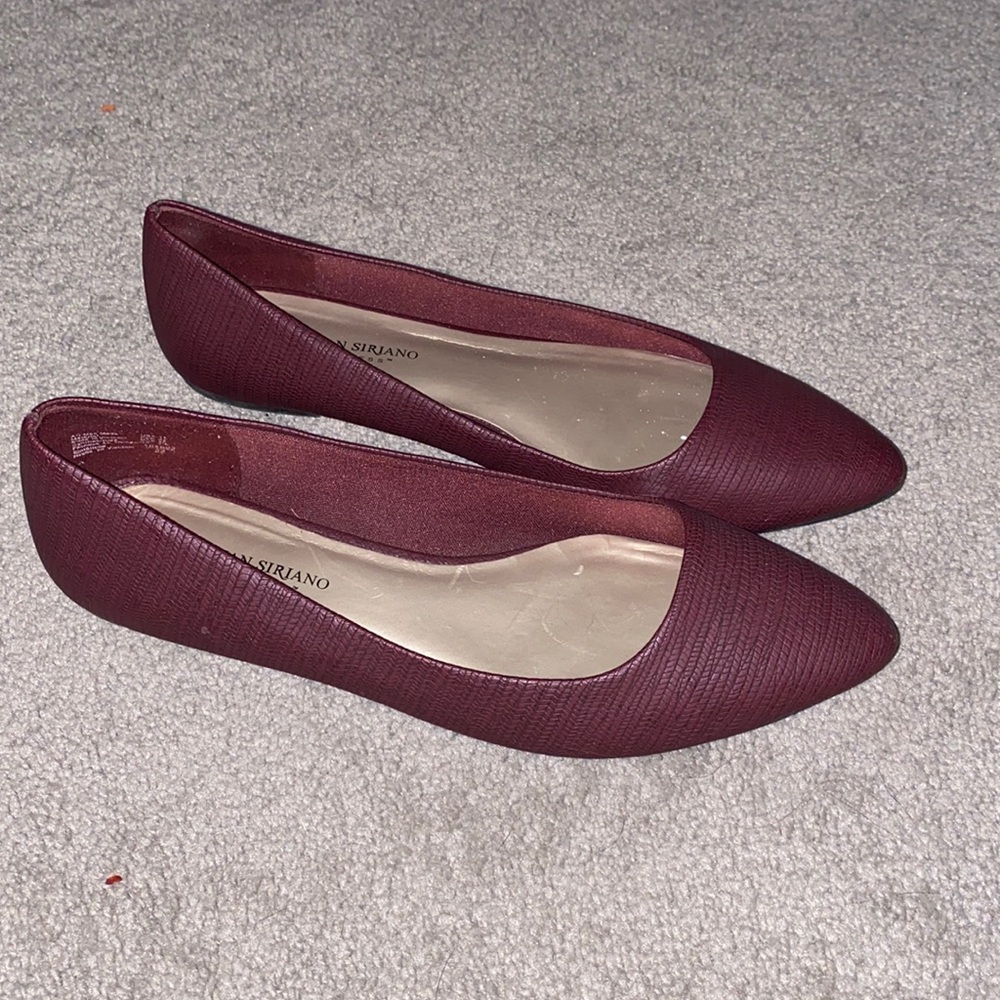 Burgundy pointed toe flats